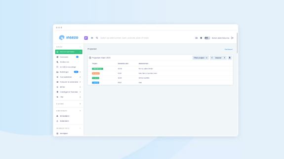 gewerkte projecten registreren